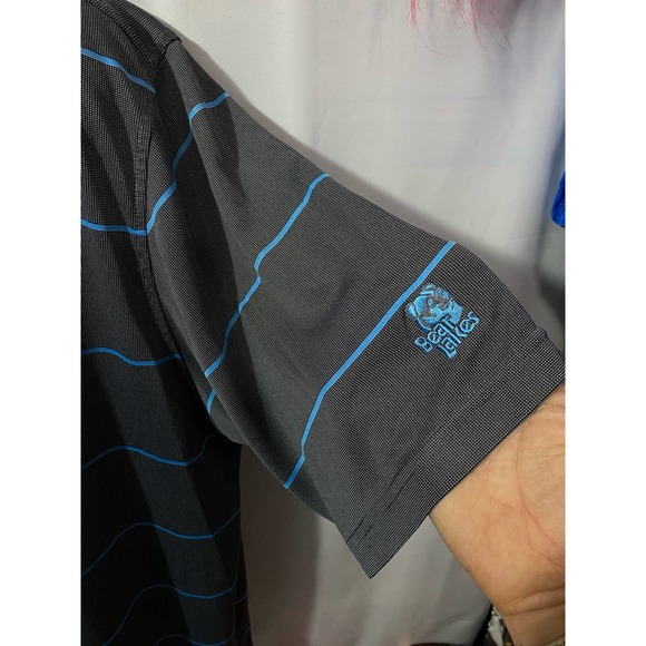 Footjoy Polo Shirt 2XL Black Blue Mens Bear Lake Polyester Golf Company Logo - Picture 13 of 15